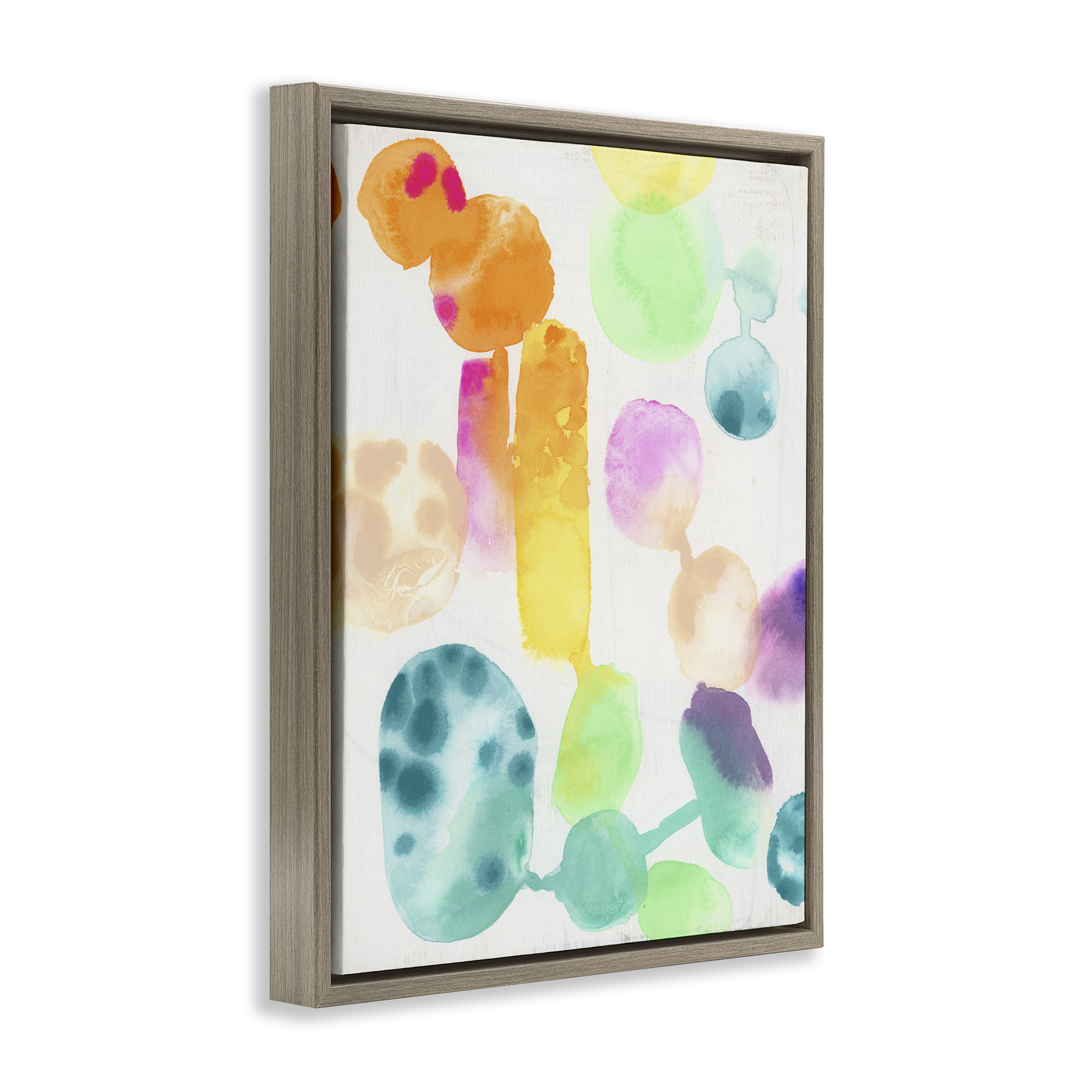 Stupell Industries Rainbow Watercolor Pattern Abstract Painting Brown Floater Framed Canvas Art Print Wall Art, 25 x 31