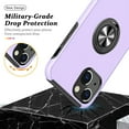 thumbnail image 6 of Shockproof Case for iPhone 15 6.1 inch, [Embedded Finger Ring] Military Grade Phone Case Cover with Reinforced Stand Kickstand [Support Magnetic Car Holder] for iPhone 15, Lavender, 6 of 14