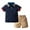 Blue, variant on XBASW Toddler Baby Boys Gentleman Shirt Sets Kids Short Sleeve Button up Striped Collar T-Shirt Top+ Shorts Boys Casual Outfit 1-6Y