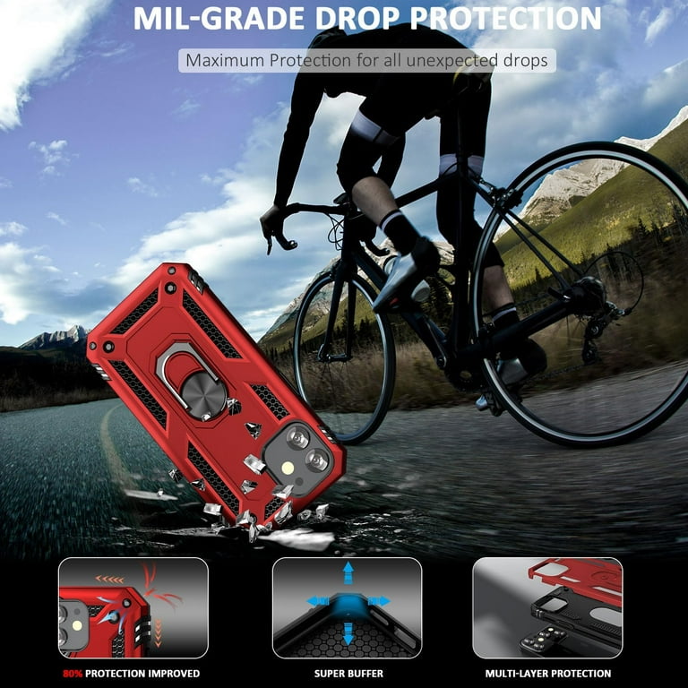 ULAK iPhone 11 Case, Red, Kickstand Loop, Heavy Duty Shockproof