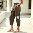 thumbnail image 5 of Admvng Linen Pants for Women Elastic Drawstring Waist Straight Leg Casual Soft Trousers with Pockets, 5 of 8