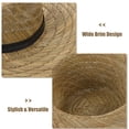 thumbnail image 3 of Sombrero de paja tejida de ala ancha para hombre, con protección UV, ideal para el sol y actividades al aire libre en verano., 3 of 7