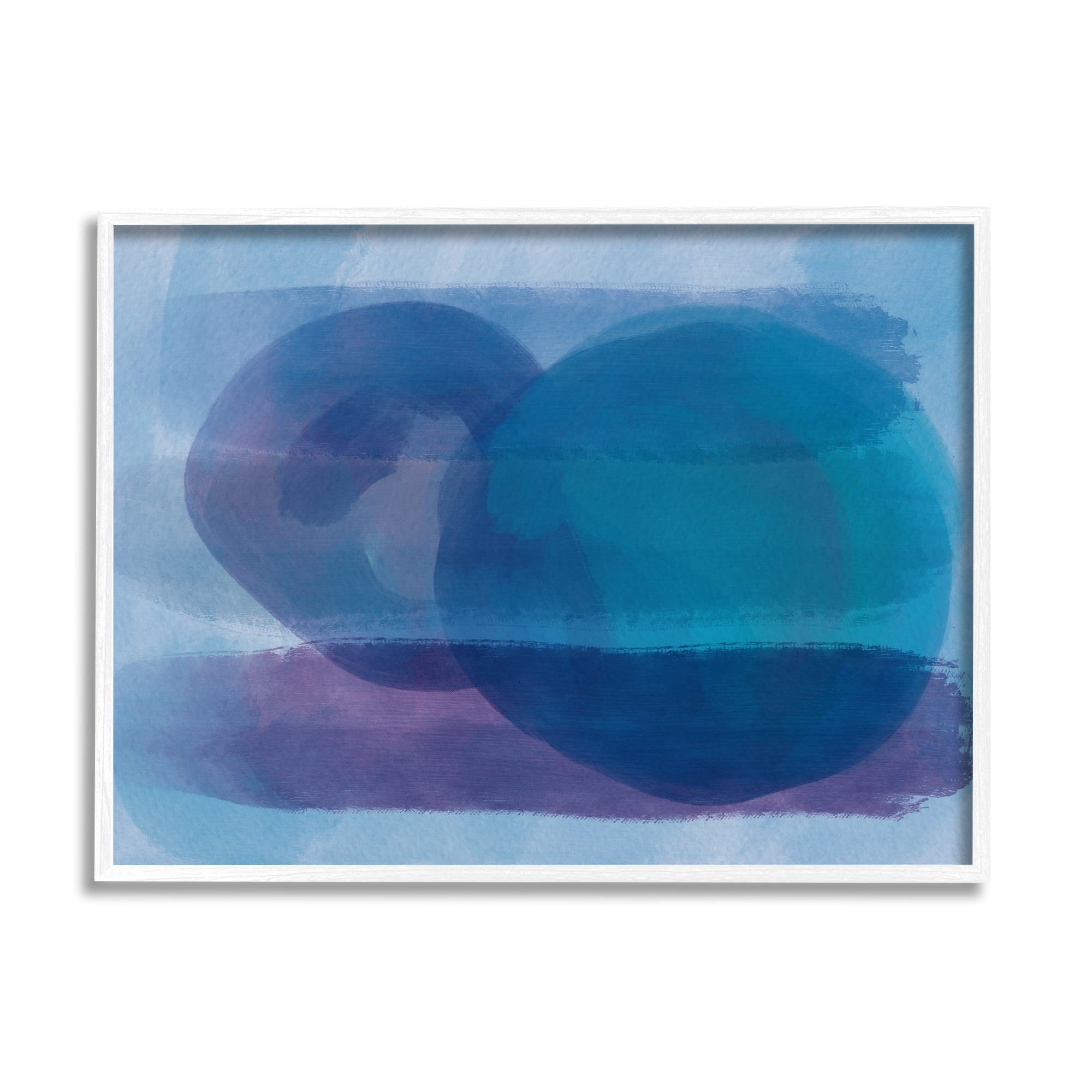 Stupell Industries Serene Blue Brushstrokes Abstract Circle Shapes Framed Wall Art, 20 x 16, Design by Amy Brinkman