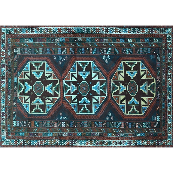 Ahgly Company Indoor Rectangle Persian Light Blue Traditional Area Rugs, 5' x 7'