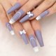 thumbnail image 5 of Cute Bow Press On Nails Ataúd brillante Uñas postizas medianas Diseñado Shimmer Chic Cubierta completa Acrílico Uñas postizas Consejos para mujeres y niñas 24 piezas Namotu CZMR-ZC37-3, 5 of 7