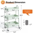 thumbnail image 3 of Metal Rolling Storage Cart - 4-Tier Mobile Kitchen Island & Serving Trolley - Green, 3 of 6