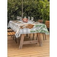 thumbnail image 4 of 54x80 Inch Outdoor Tablecloth with Umbrella Hole Zipper Rectangle Spring Botanical Rectangular Tablecloths Outside Waterproof Green Leaves Deers Birds Flowers Gray Plaid Patio Table Cover for Picnic, 4 of 8