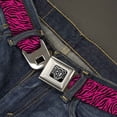thumbnail image 2 of Buckle-Down Belt, Seatbelt Buckle Belt, Zebra Fuchsia Pink, 30 to 44 Inches, 2 of 9