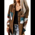 thumbnail image 3 of Camisa de Franela de para Mujer, Larga, Botones, Chaqueta Holgada con Bolsillos Caqui L, 3 of 8