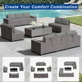 thumbnail image 6 of ASJMR 12PCS PE Rattan Patio Furniture Conversation Set All-Weather Sectional Sofa Set with Coffee Table & Cushions (Gray), 6 of 10