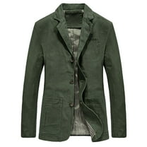 SWSMCLT Men's Pocket Casual Full Cotton Winter Jackets Cotton Jacket Fall Button Slimming Sportcoat Army Green 40