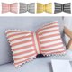 thumbnail image 1 of Funda desmontable de llazo de terciopelo para almohada lumbar | Cojines decorativos multicolor rayados 19,6x13in | Poliéster suave, cremallera invisible, acento ajustable en forma de lazo para el, 1 of 6