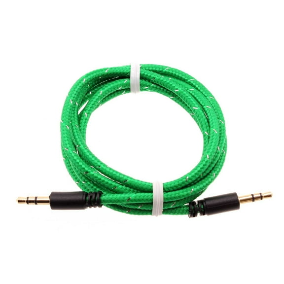3.5mm Aux Cable Adapter Car Stereo Aux-in Audio Cord Speaker Jack Wire Green G2X for Acer Liquid Jade Primo - Alcatel Onyx, Insight, Apprise, Jitterbug Smart, Avalon V, Go Flip V, My Flip 2 4G