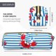 thumbnail image 3 of Disketp Red Funny Crab on Blue Stripe Estuche de Lápices de Cuero con Cierre, Estuche Compacto para Papelería, Bolígrafos y Accesorios Pequeños, 3 of 7