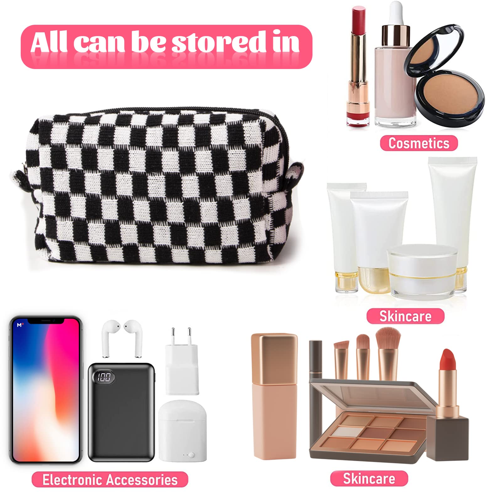 Checkered Cosmetic Bag – The Holiday co