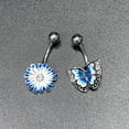thumbnail image 6 of Body Candy 14G Stainless Steel Belly Ring Piercing Blue Butterfly Flowers Navel Ring 2Pc Belly Button Ring Set, 6 of 8