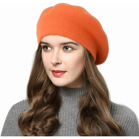 YooGuoGuo Womens Winter Beret Hat, Angora Knitted Beanie Cap Fall Winter French Classic Beret