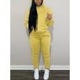 thumbnail image 2 of LovelyWholesale Women's Hooded Collar Drawstring Hooded Collar Long Sleeve Tracksuit Set, 2 of 6