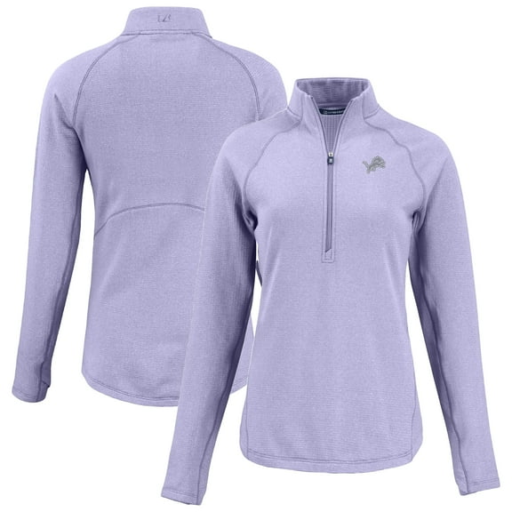 Women's Cutter & Buck  Purple Detroit Lions Peshastin Eco Fleece Recycled Half-Zip Top