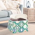 thumbnail image 3 of Yayeee Collapsible Cube Storage Bin with Lid Fabric Closet Decorative Basket with Handles, Green Geometric Flowers, 3 of 7