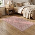 thumbnail image 2 of ODIKA 5'x7' Washable Area Rug Easy Care, Non-Shedding, Pet Friendly, Scroll Bordered Trellis Solid Shaggy Look Minimalist Pink Boho Refined for Small Living Room, Bedroom, 2 of 7