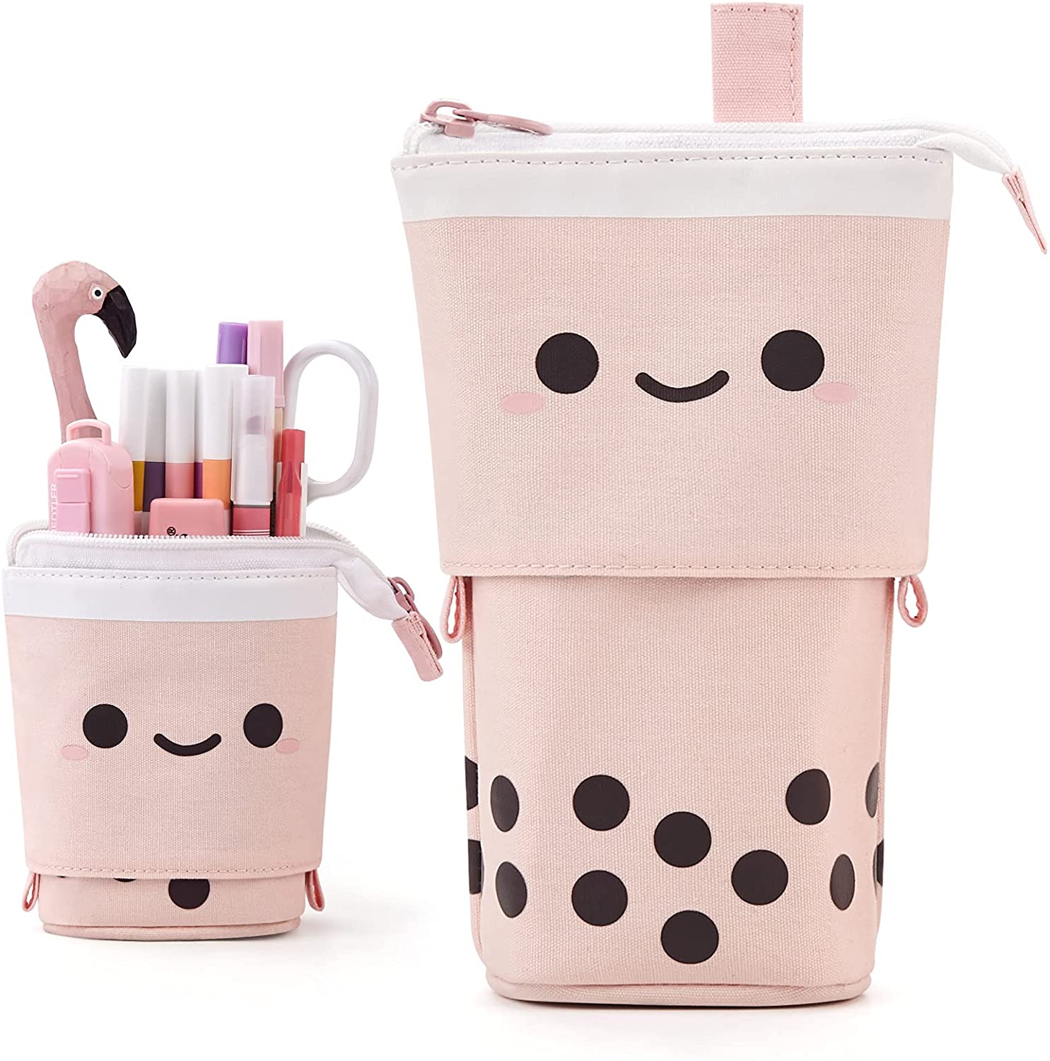 Cute Boba Pencil Case, Pen Makeup Pouch Box Bag Organizer Holder Stuff,  Great Gift for Teens Adult Girls Kids, Easy Clean and Use