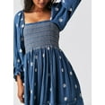 thumbnail image 3 of Cenuakty Women Long Dress, Long Sleeve Dress Square Neck Embroidery Flower Loose Swing Dress, 3 of 9