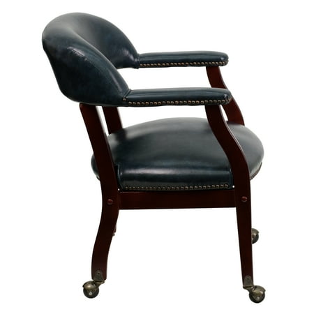 Flash Furniture - Sarah  Traditional Vinyl Side Chair - Upholstered - Navy Vinyl