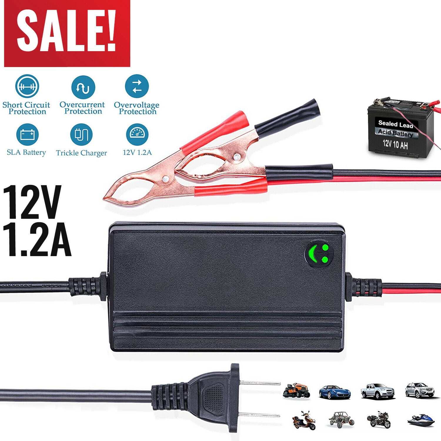 Car Battery Maintainer Charger Tender 12V Portable Auto Boat Motorcycle 