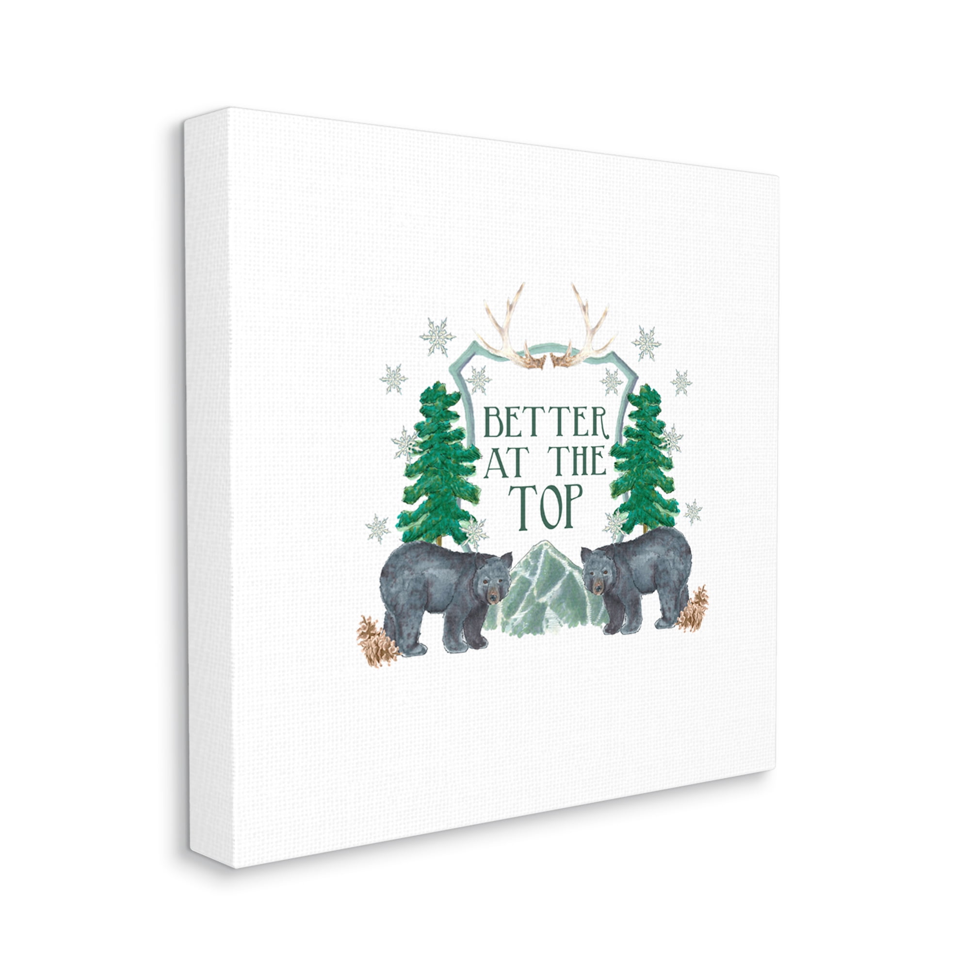 Stupell Industries Better At The Top Adventure Saying Bears Trees Scene Graphic Art Gallery Wrapped Canvas Print Wall Art, Design by Dishique