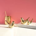 thumbnail image 4 of Conjunto de 2 estatuas de animales de cerámica dorada Decoración interior Estilo contemporáneo, 4 of 5