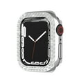 thumbnail image 7 of Bling Double-Rows Rhinestone Bumper Case for Apple watch 42/44/45/46/49mm,Diamond Protective Cover for Women,Hard PC Frame Protector for iWatch Series 10 9 8 7 6 SE 5 4 3 2 1 Ultra,Silver, 7 of 7