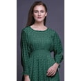 thumbnail image 5 of Bimba Leaves Women Long Sleeve SmockedÂ&nbsp;DressÂ&nbsp;Round Neck Ruffle Summer Maxi-XXX-Large, 5 of 5