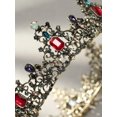 thumbnail image 3 of Corona de reina barroca con joyas - Tiaras y coronas de boda con diamantes de imitación para mujeres, accesorios para el cabello de fiesta de disfraces negros con rubí, Victoria, 3 of 5
