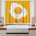 thumbnail image 2 of Ambesonne Breakfast Theme Kitchen Curtains, Kawaii Smiling Egg, 55"x39", Orange Burnt Sienna, 2 of 3