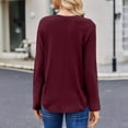 thumbnail image 4 of Basic T Shirts for Women Women's Fashion Solid Color Round Neck Long Sleeve T-shirt Casual Autumn Tops, 4 of 7