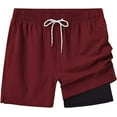 thumbnail image 2 of Mens Swim trunks Swim Shorts Quick Dry 5 inch Inseam Beach Shorts with Compression Liner and Zipper Pockets, 2 of 7