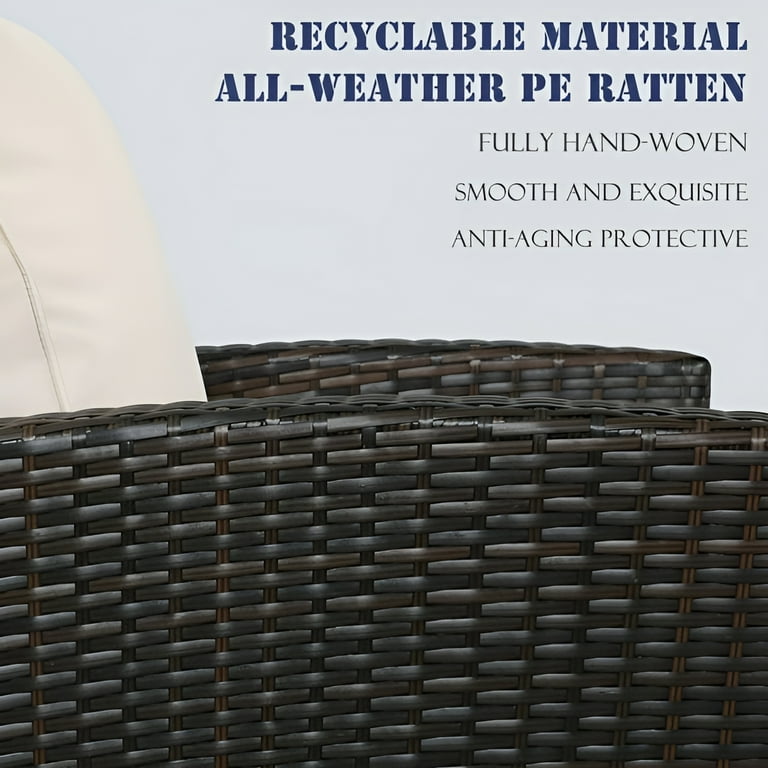 4 Piece Outdoor Patio Furniture Set Wisteria Lane Garden Rattan Wicker Sofa Cushioned with Coffee Table Brown Walmart