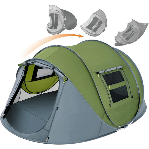 4 Person Easy Pop Up Tent Waterproof Automatic Setup 2 Doors-Instant Family Tents for Camping Hiking & Traveling