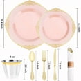 thumbnail image 3 of 350 PCS Pink and Gold Plastic Plates Plastic Dinnerware Set for 50 Guests 100 Disposable Plates 150 Sierwares 50 Cups 50 Napkins for Party Wedding Graduation, 3 of 9