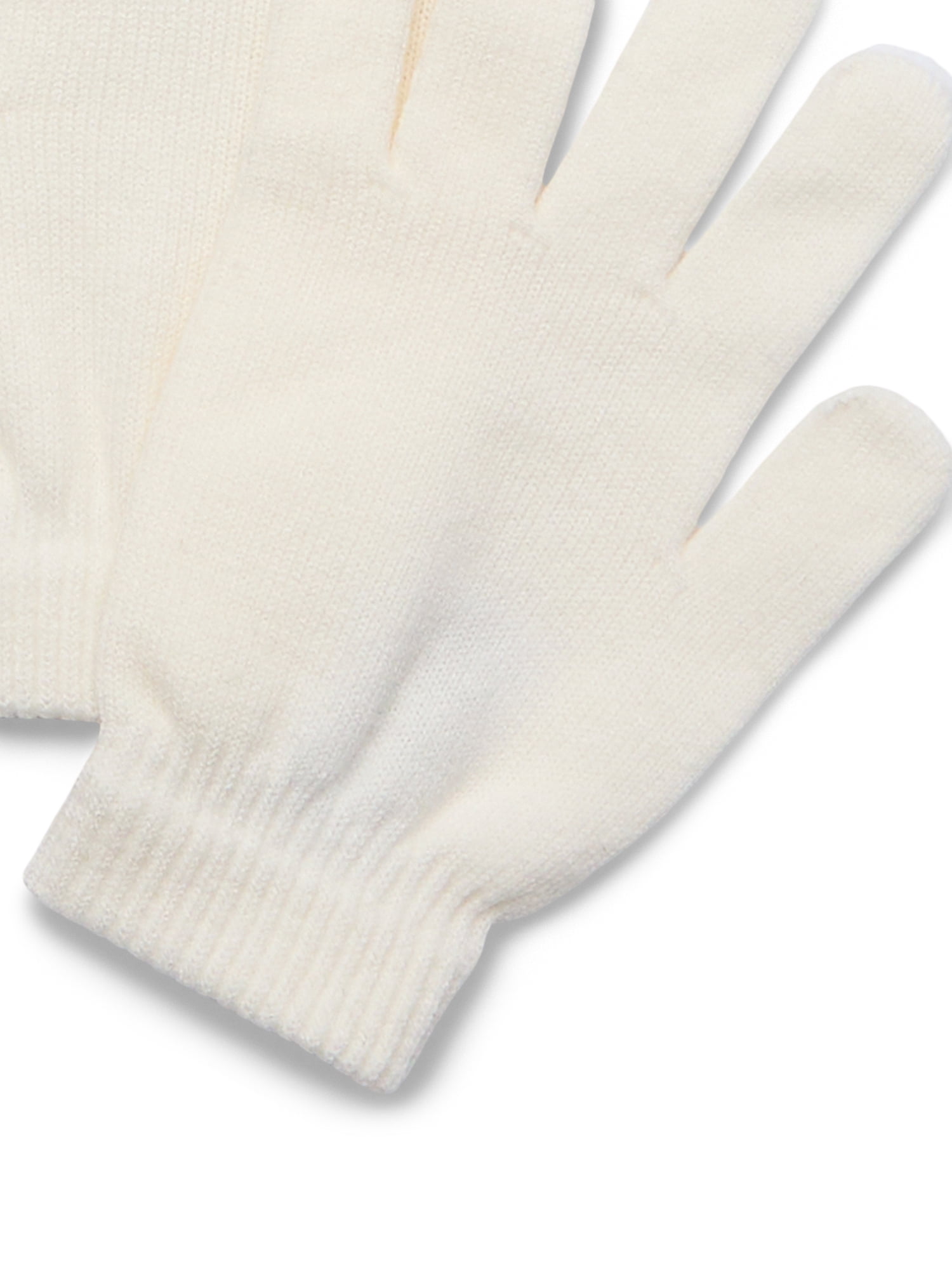 Time and Tru Women's Stretch Knit Winter Gloves 2-Pack, Brown Acorn