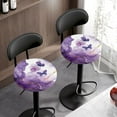 thumbnail image 2 of Tutolipy Butterfly Marble Printed Round Stool Covers Comfortable Circle Stool Cover for Bar Coffee Shop 2 Pack Chair Covers Elastic Seat Cushion Covers for 12-16 Inch, Purple, 2 of 5