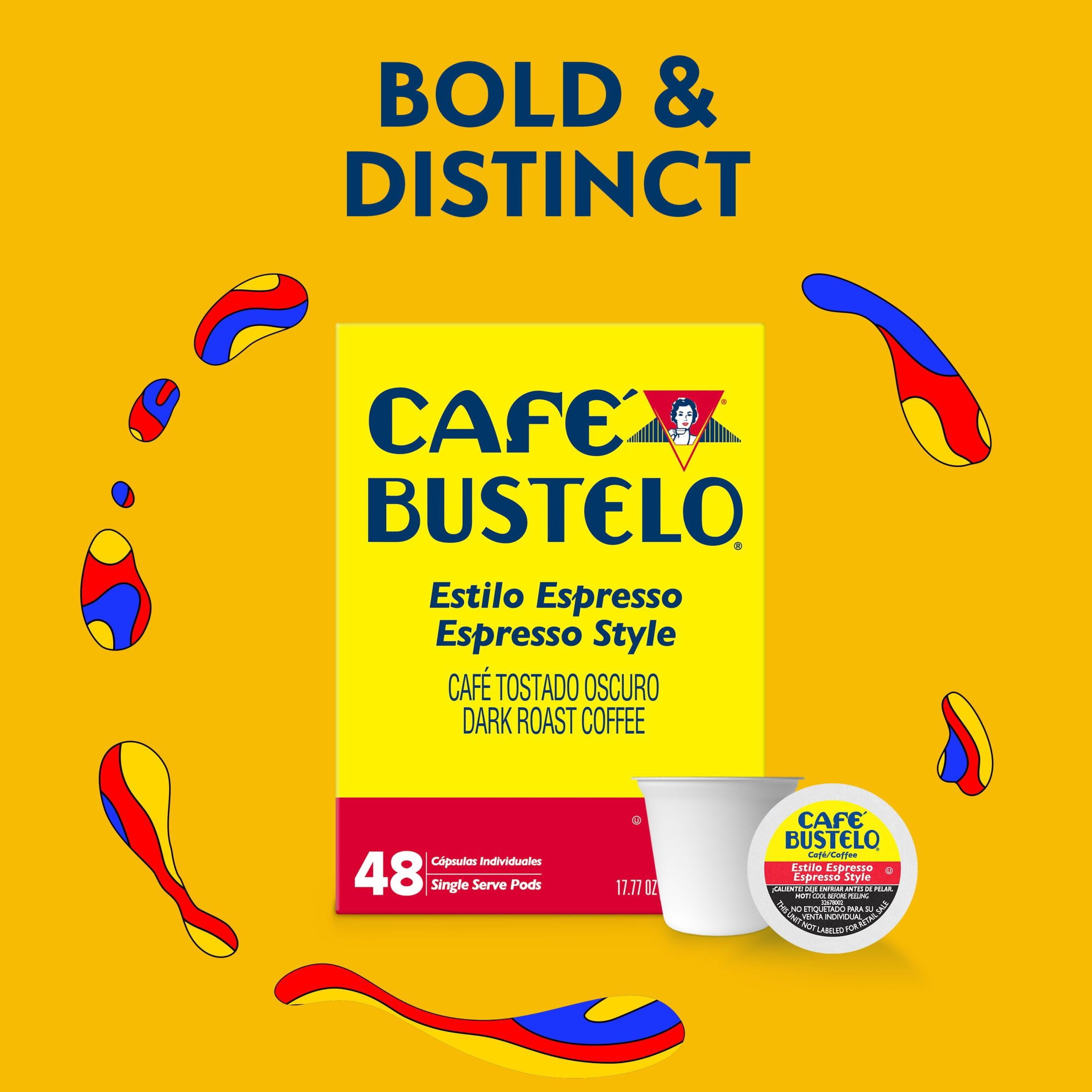 Cafe Bustelo Espresso Style, Dark Roast Coffee, Single Serve Pods, 48 Count