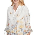 thumbnail image 4 of Alfred Dunner Womens Button Down Butterfly Floral Top With Necklace, 4 of 4