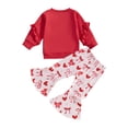 thumbnail image 2 of Gupgi 2pcs Toddler Girl Valentine's Day Set Letter Embroidered Ruffled Long Sleeve Sweatshirt Heart Bow Flare Pants, 2 of 9