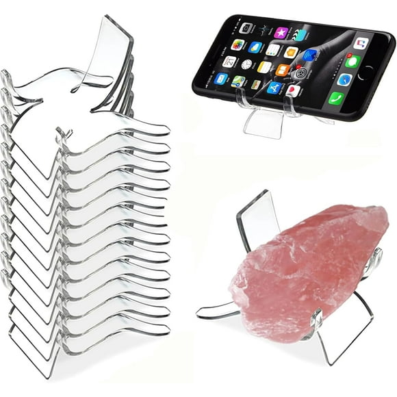 shiyou-Crystal Display Stand, Acrylic Crystal Rock Holder, Clear Display Easel Stands Pedestal for Crystal, Geodes, Mineral Agate Fossil Coral Gemstone Medium Collectibles Rock Display Stands - 10 Pc