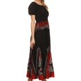 thumbnail image 3 of Sakkas Jacquelyn Batik Embroidered Peasant Dress - Black / Cayenne - One Size, 3 of 4