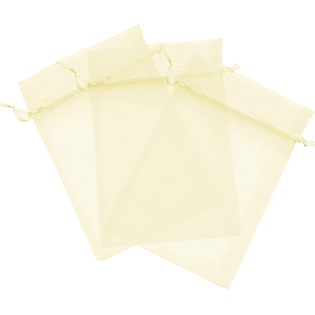 200 Pcs Beige 5x7 Sheer Drawstring Organza Gift Bags - Wedding Party Favor Pouches