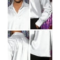 thumbnail image 6 of Unique Bargains Men's Satin V Neck Long Sleeves Button Down Prom Shirts S White, 6 of 6