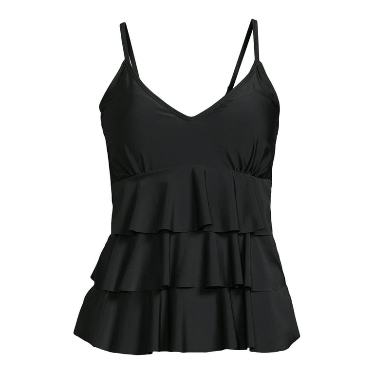 Black ruffle best sale tankini top